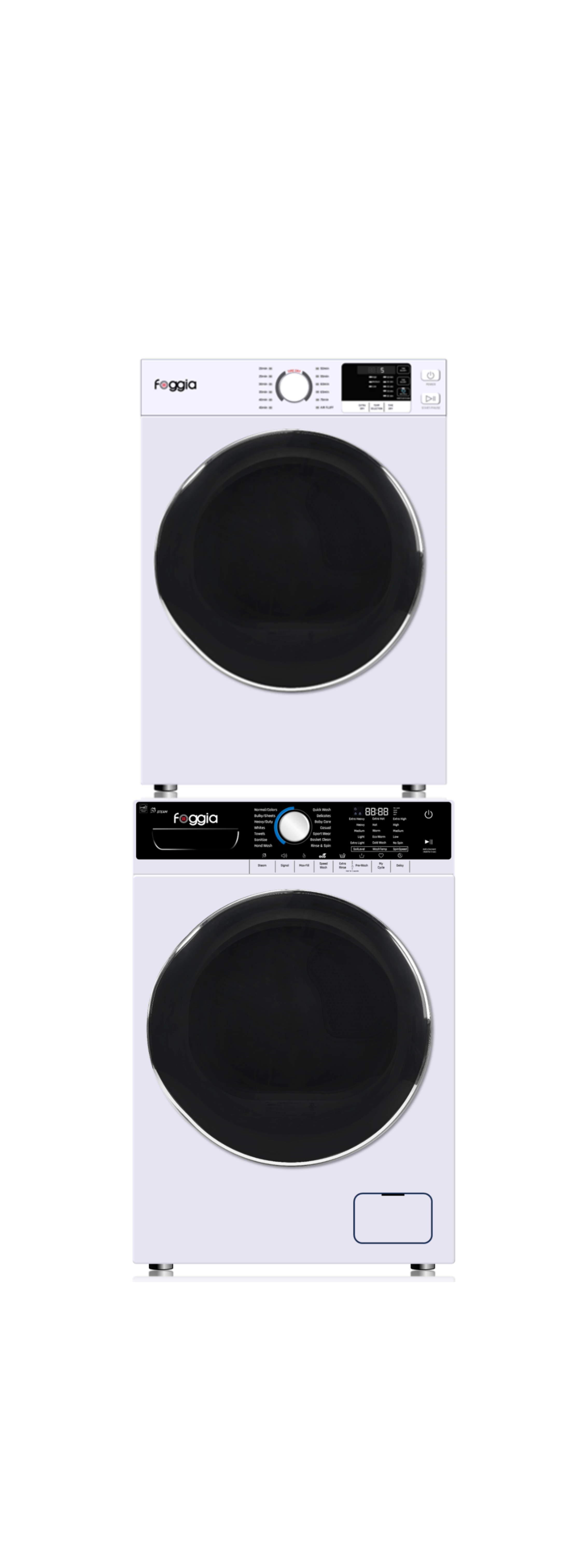 Hybrid-stack-washer-dryer